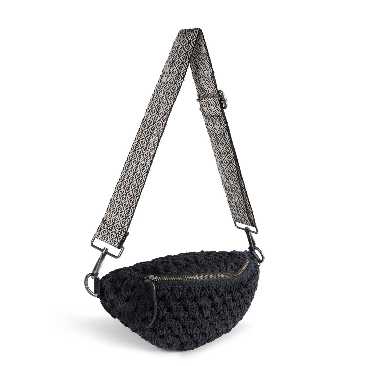 Bauchtasche gehäkelt Handarbeit schwarz - ANOKHI
