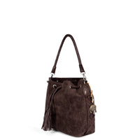 Beutel Handtasche Makramee Velourleder braun - ANOKHI