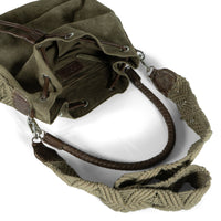 Beutel Handtasche Makramee Velourleder olive - ANOKHI