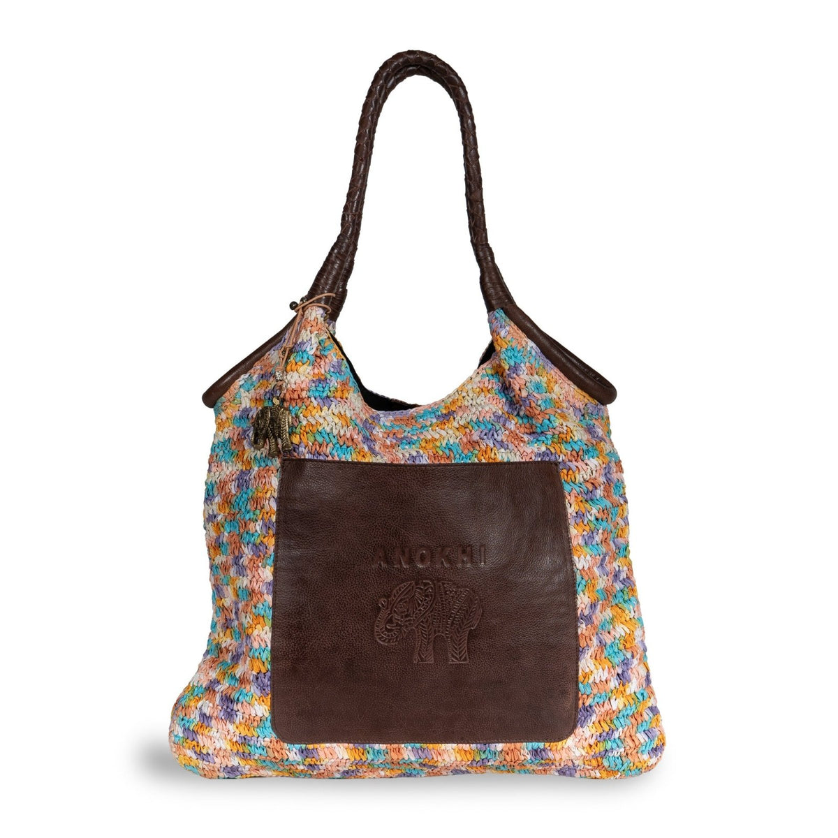 Beuteltasche aus Bast Handarbeit multicolor - ANOKHI