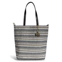 Beuteltasche aus Jacquard schwarz weiß beige – 1