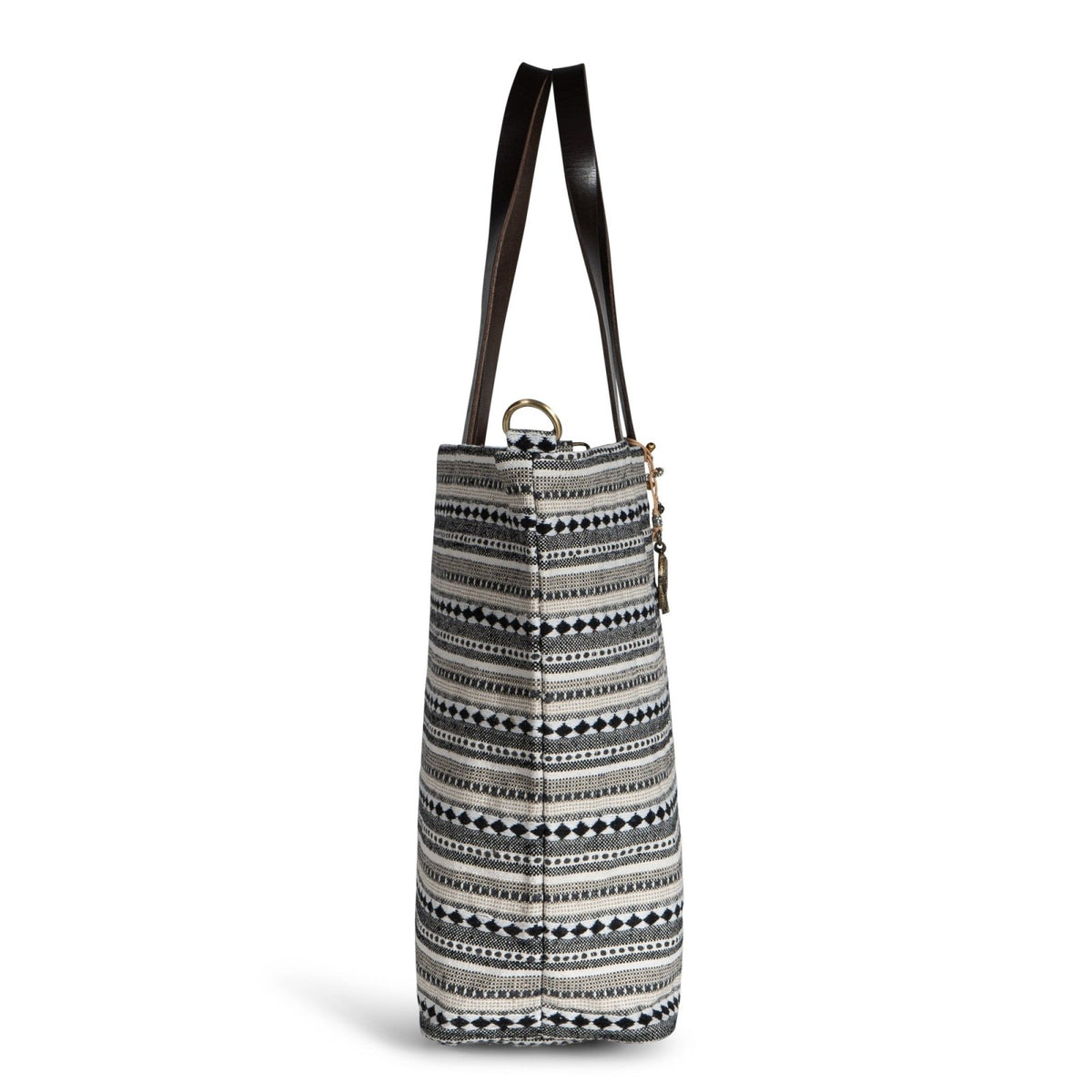 Beuteltasche aus Jacquard schwarz weiß beige - ANOKHI