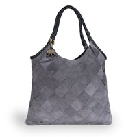 Beuteltasche Velourleder grau - ANOKHI