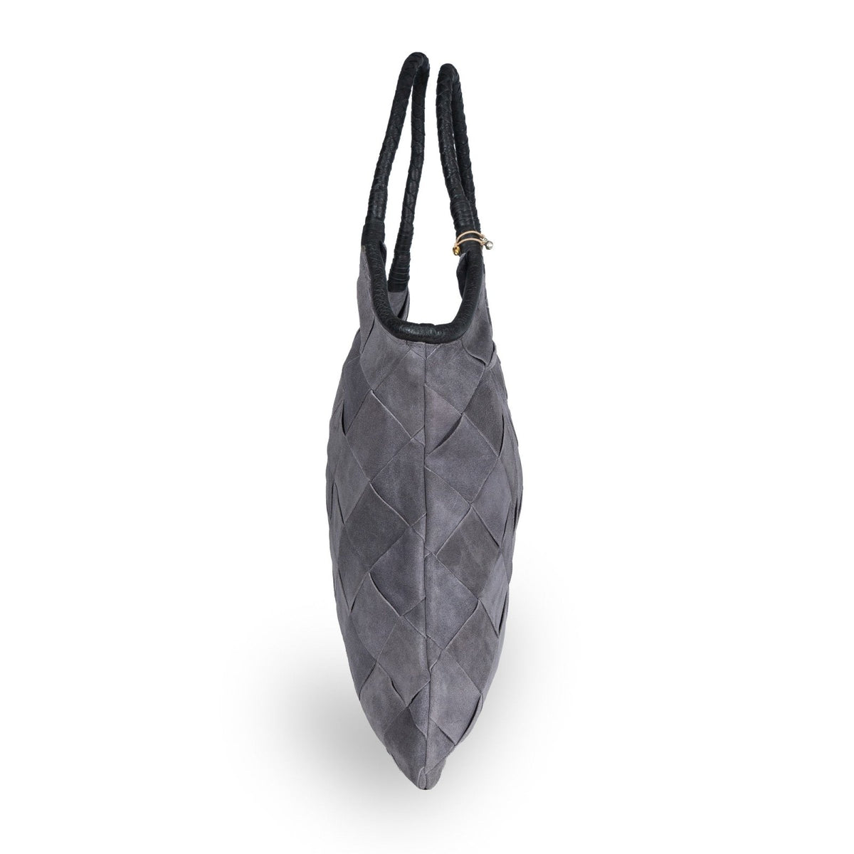 Beuteltasche Velourleder grau - ANOKHI