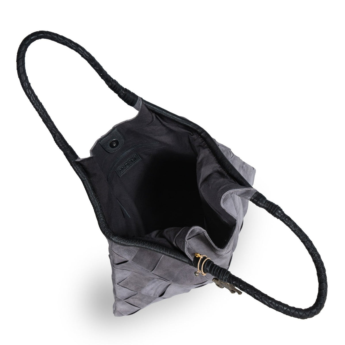 Beuteltasche Velourleder grau - ANOKHI