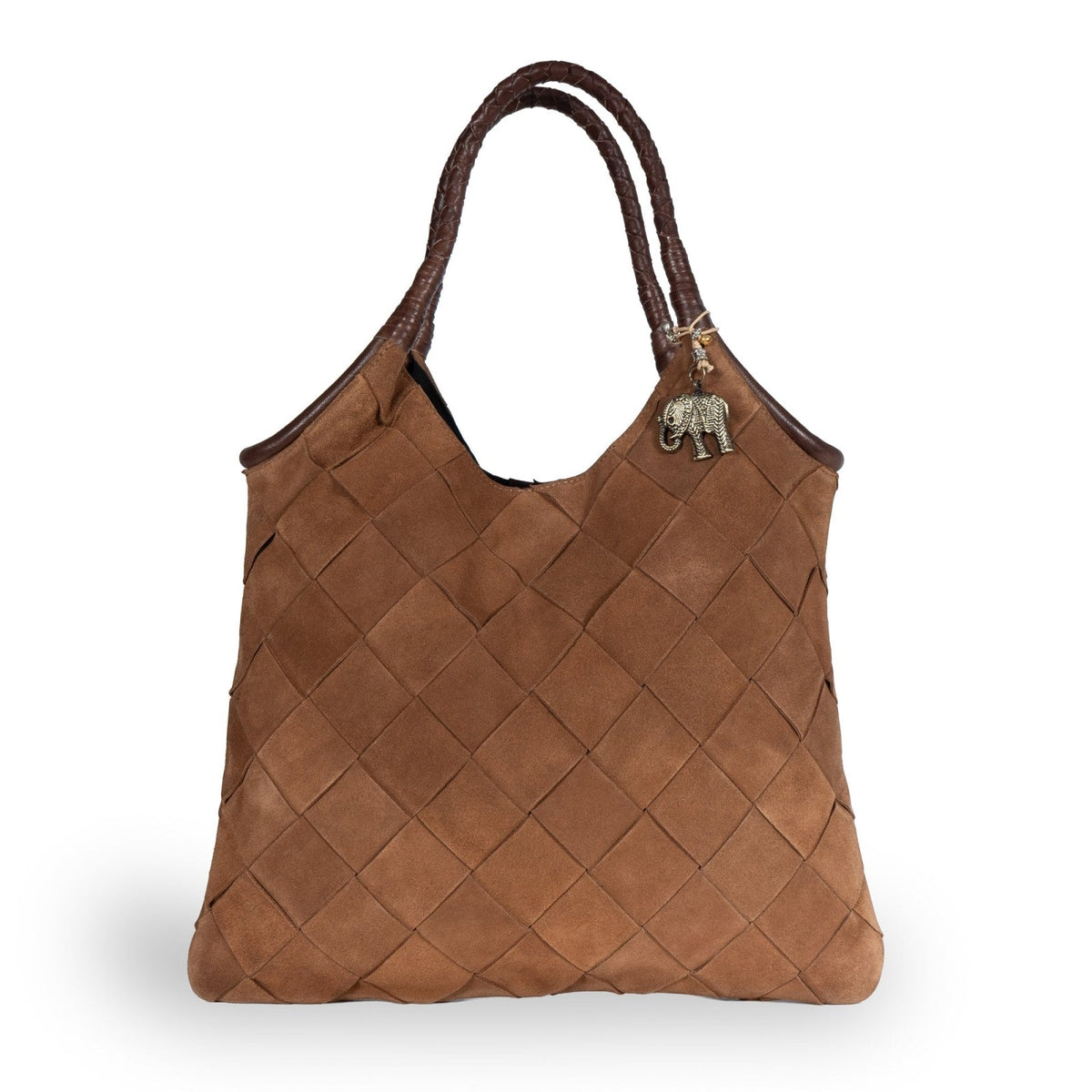 Beuteltasche Velourleder tan - ANOKHI
