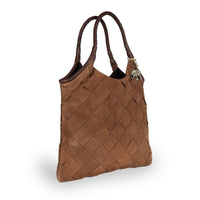 Beuteltasche Velourleder tan - ANOKHI
