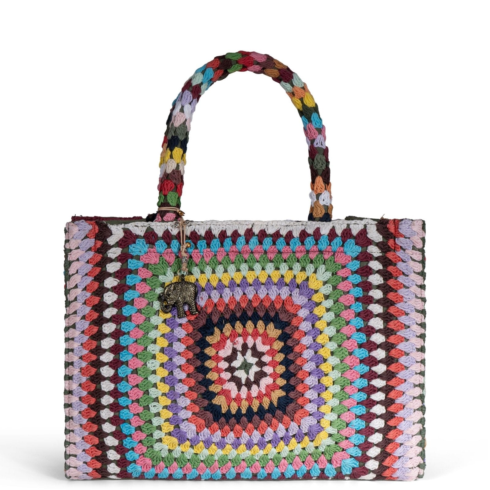 Book Tote Crochet Large Handarbeit multicolor - ANOKHI