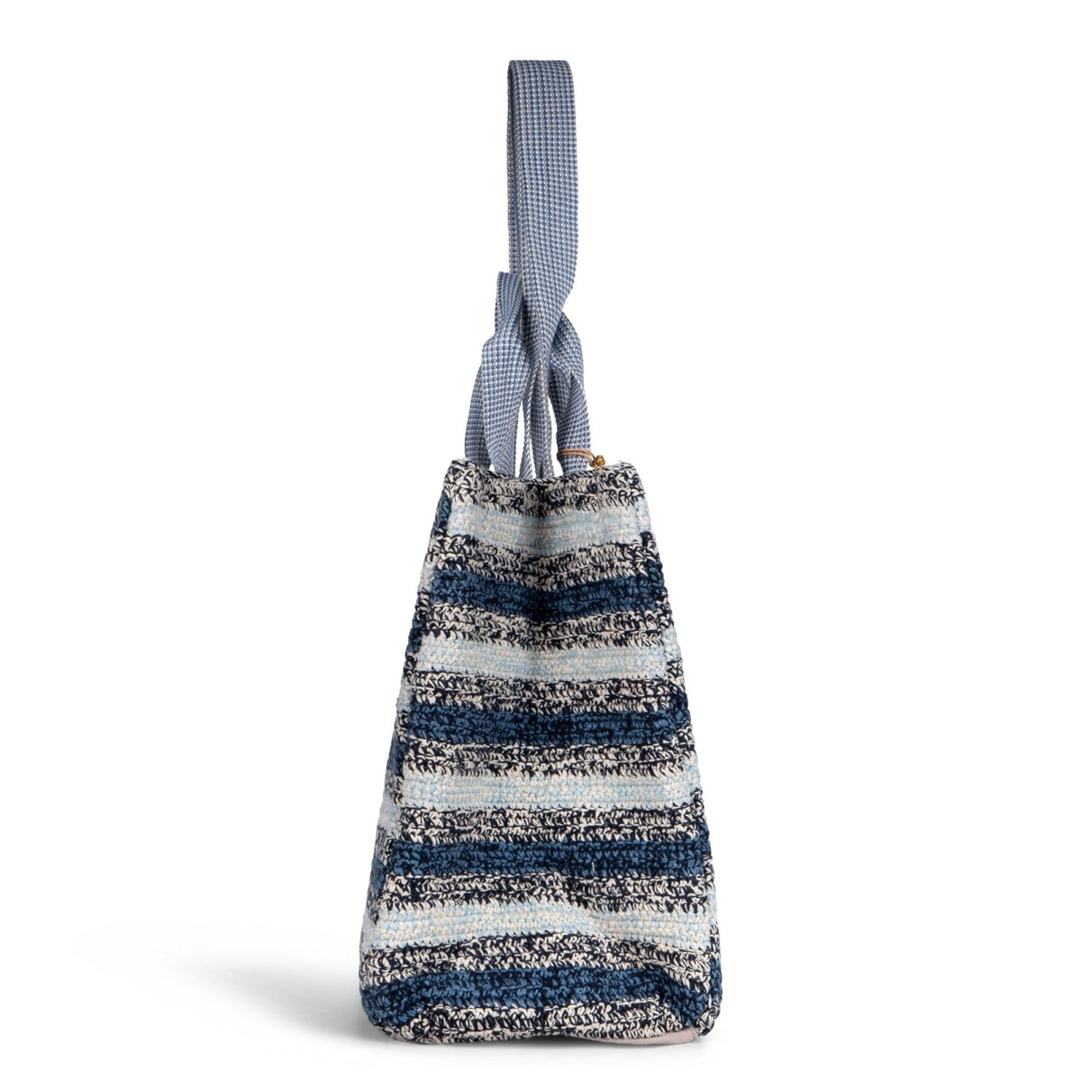 Book Tote Crochet Large Handarbeit Streifen blau - ANOKHI