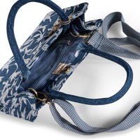 Book Tote Medium Size Blue Denim Floral Embroidery White – 5