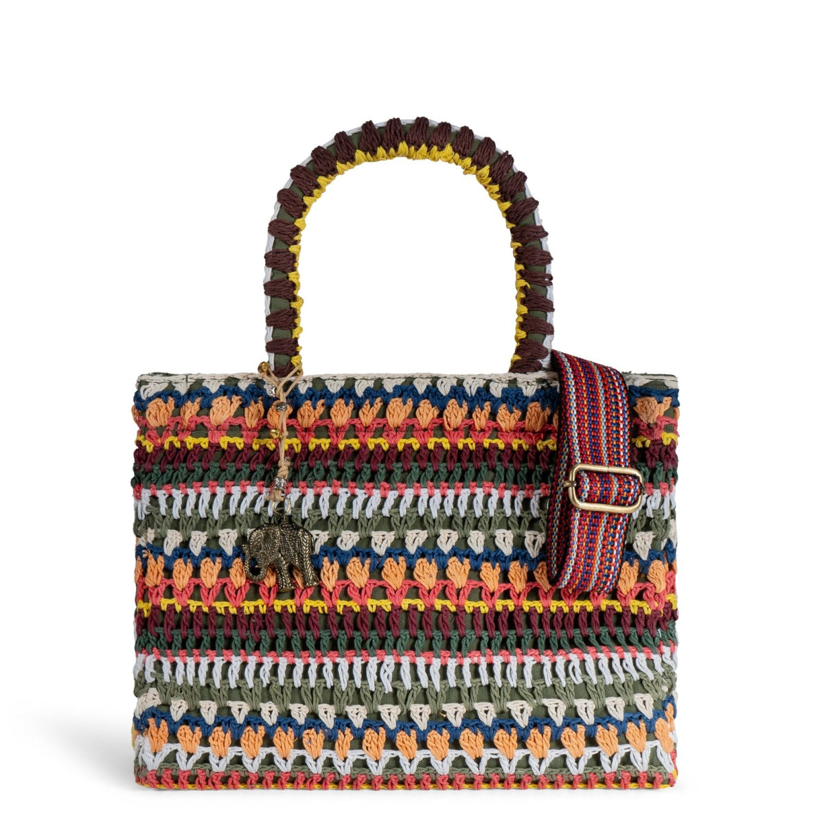 Book Tote Crochet mittlere Größe Handarbeit mutlicolor - ANOKHI
