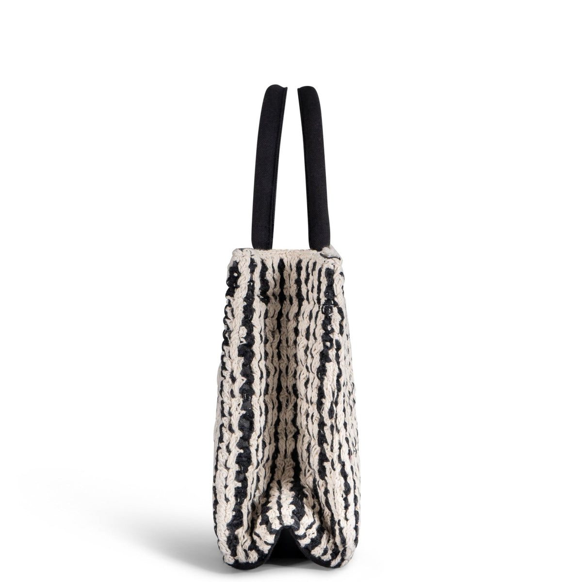 Book Tote Crochet mittlere Größe Handarbeit off white schwarz - ANOKHI