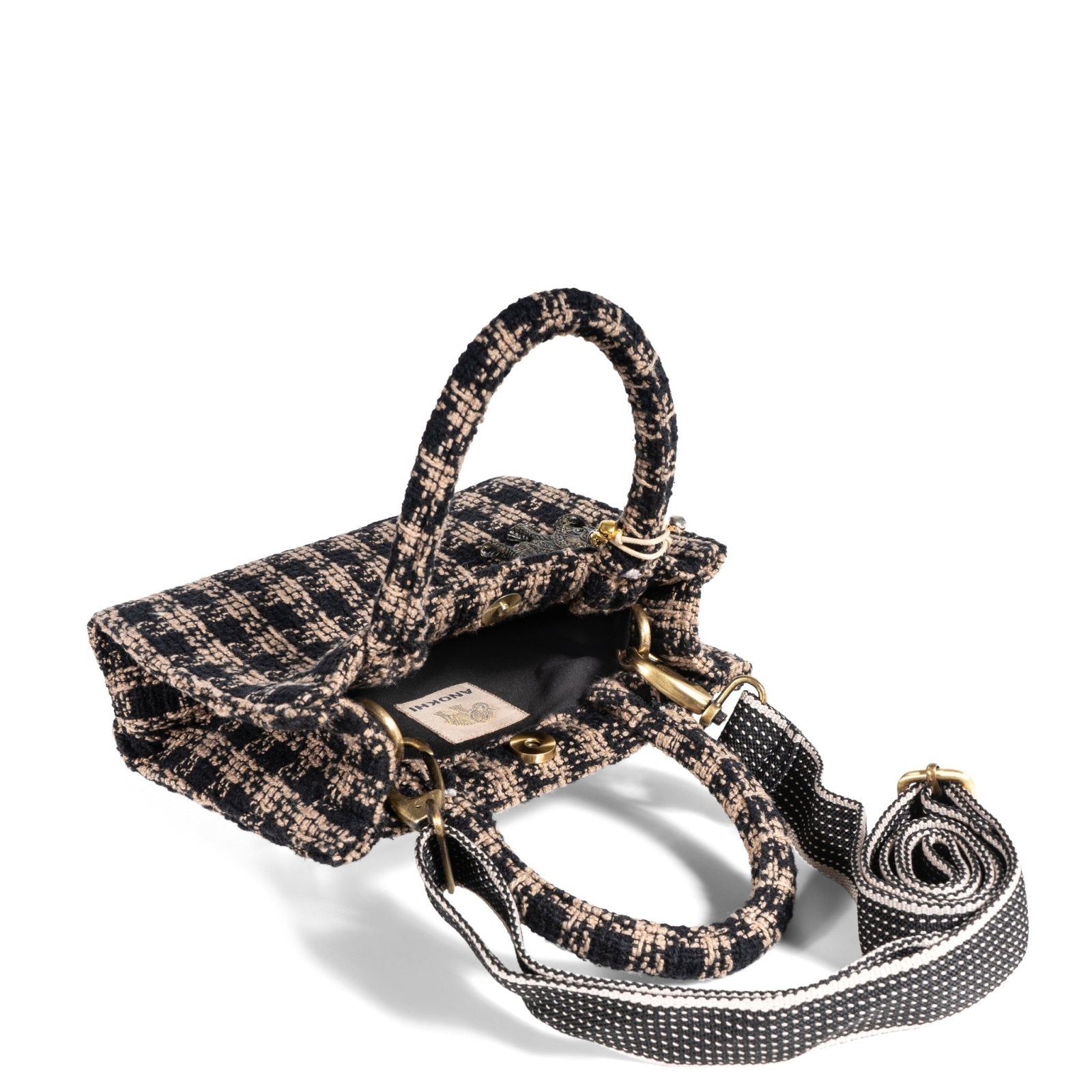 Book Tote klein Karo beige schwarz - ANOKHI