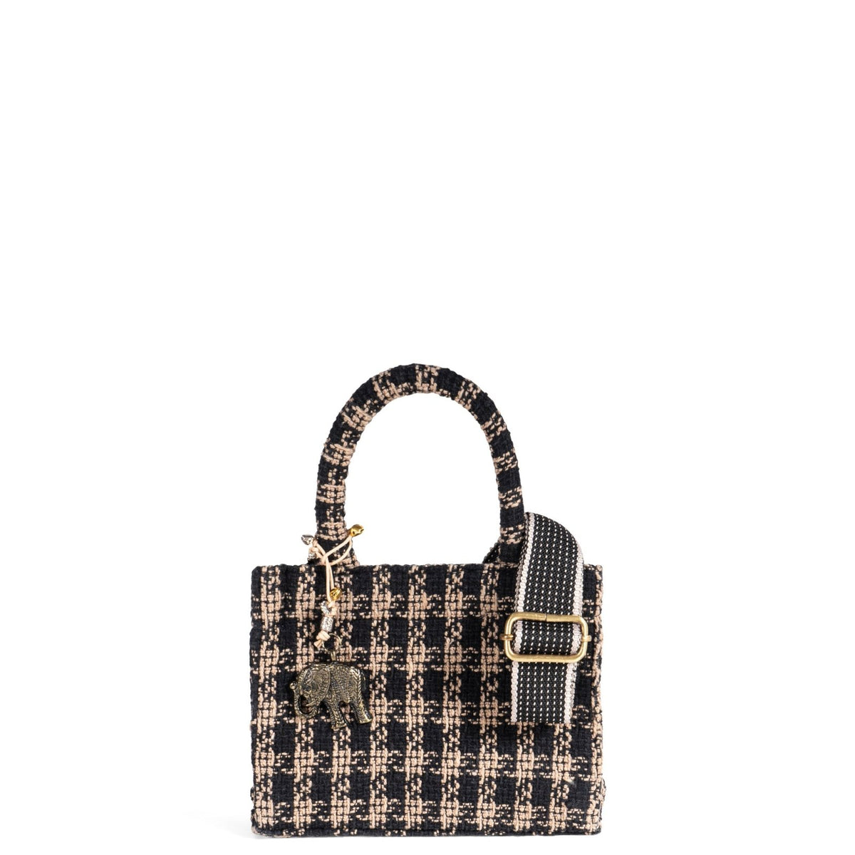 Book Tote klein Karo beige schwarz - ANOKHI