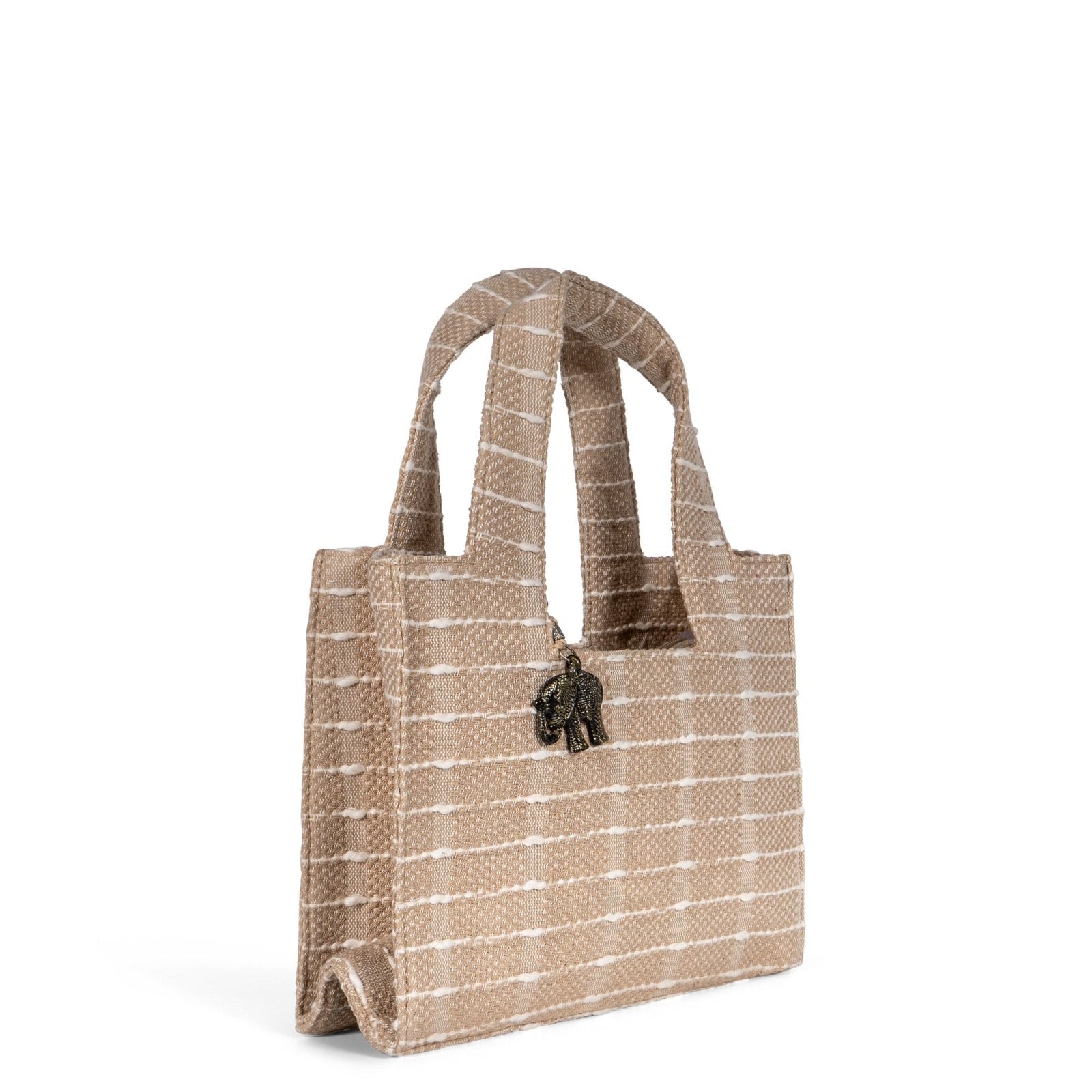 Book Tote klein Streifen beige - ANOKHI