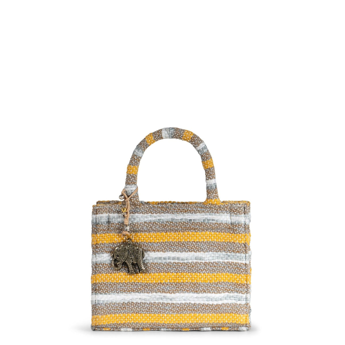 Book Tote klein Streifen gelb beige - ANOKHI