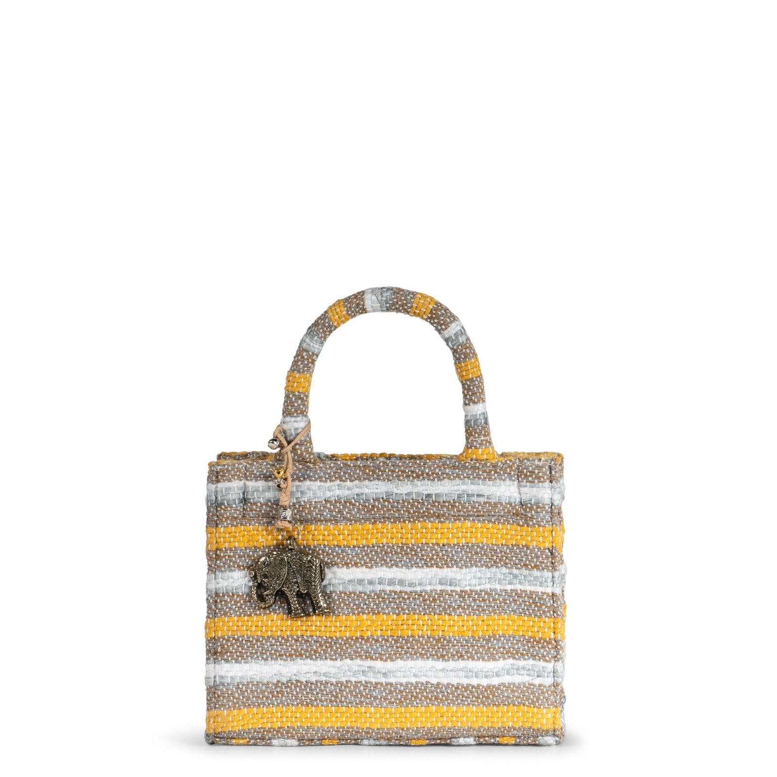 Book Tote klein Streifen gelb beige - ANOKHI