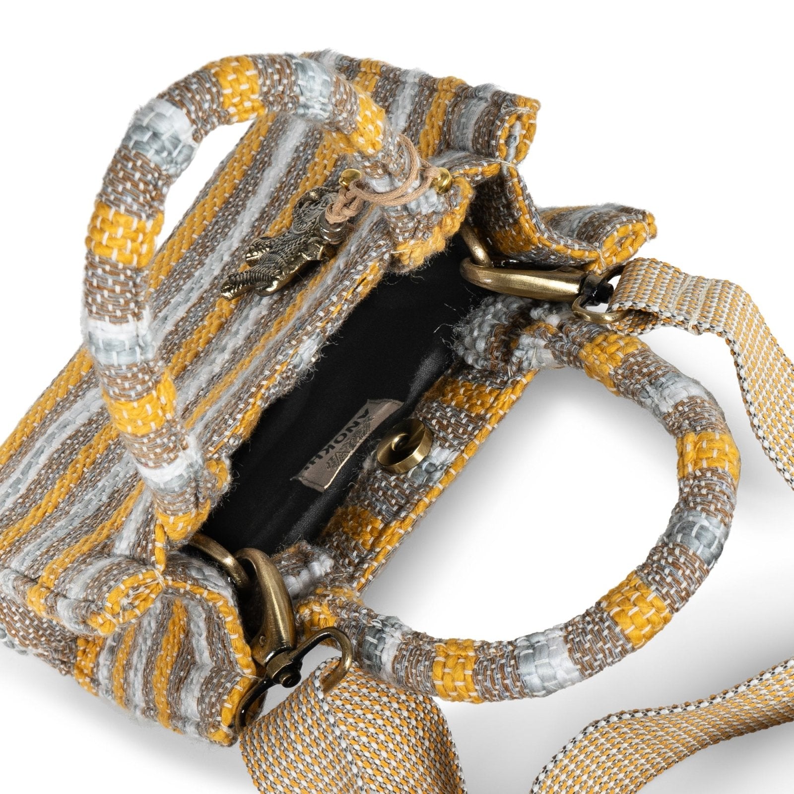 Book Tote klein Streifen gelb beige - ANOKHI