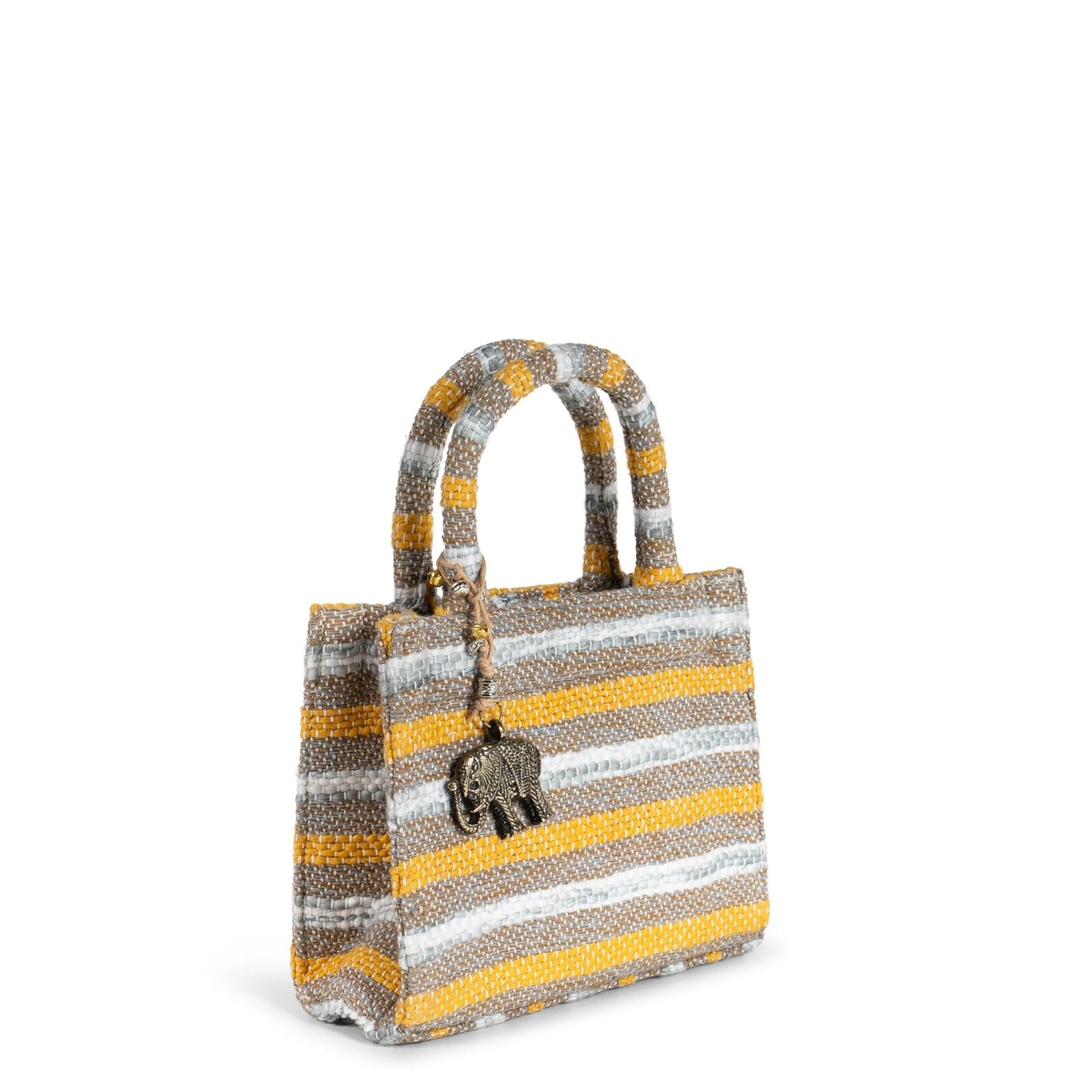 Book Tote klein Streifen gelb beige - ANOKHI