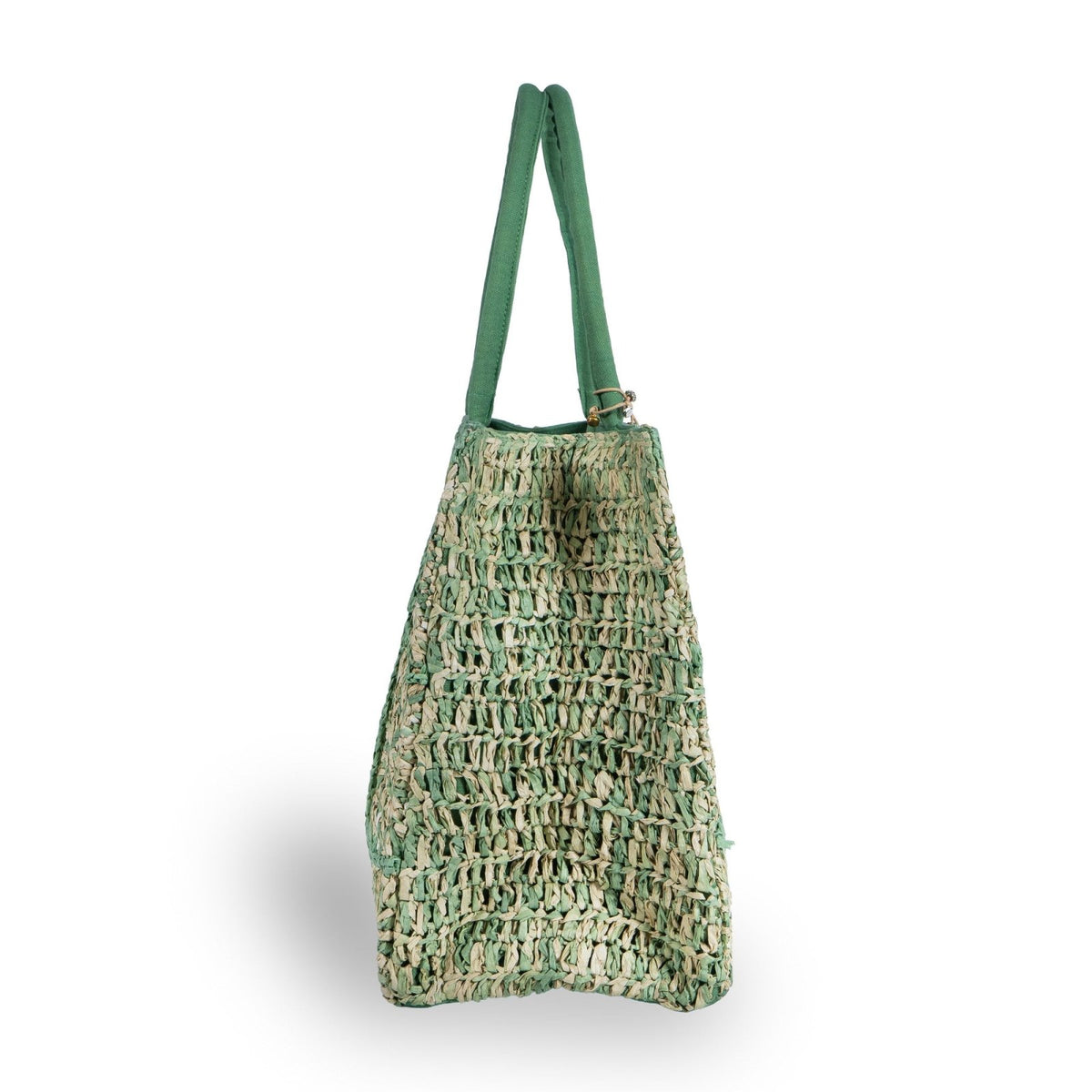 Book Tote Large Bast Handarbeit grün - ANOKHI