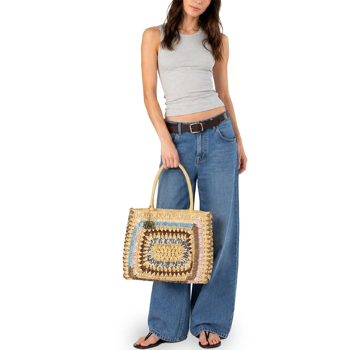 Book Tote Large Bast Handarbeit multi - ANOKHI
