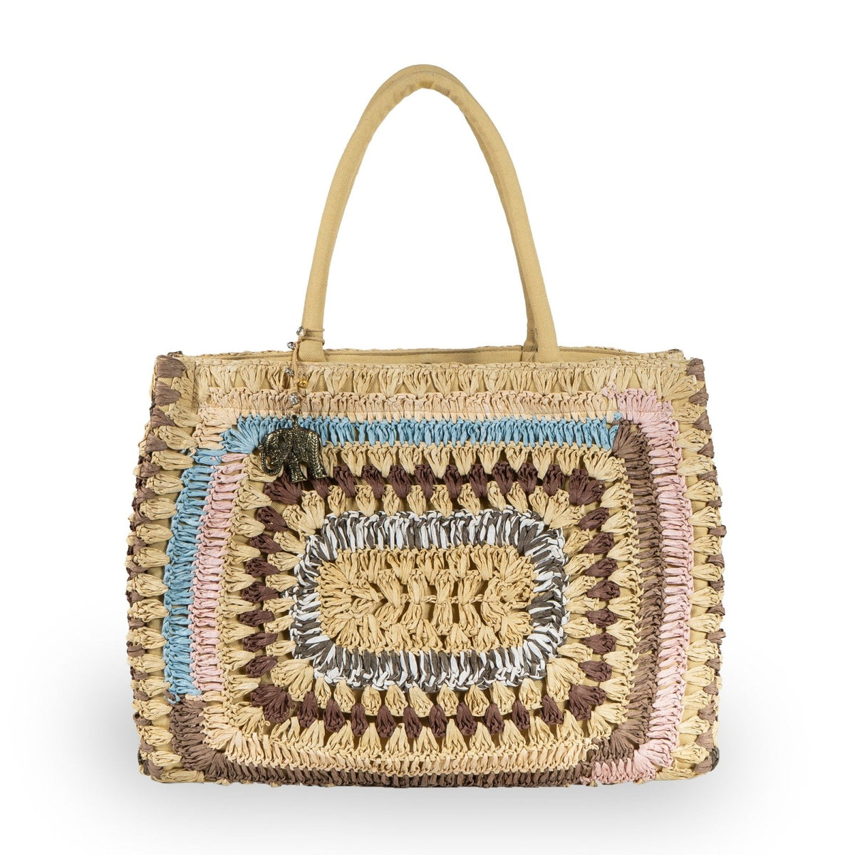 Book Tote Large Bast Handarbeit multi - ANOKHI