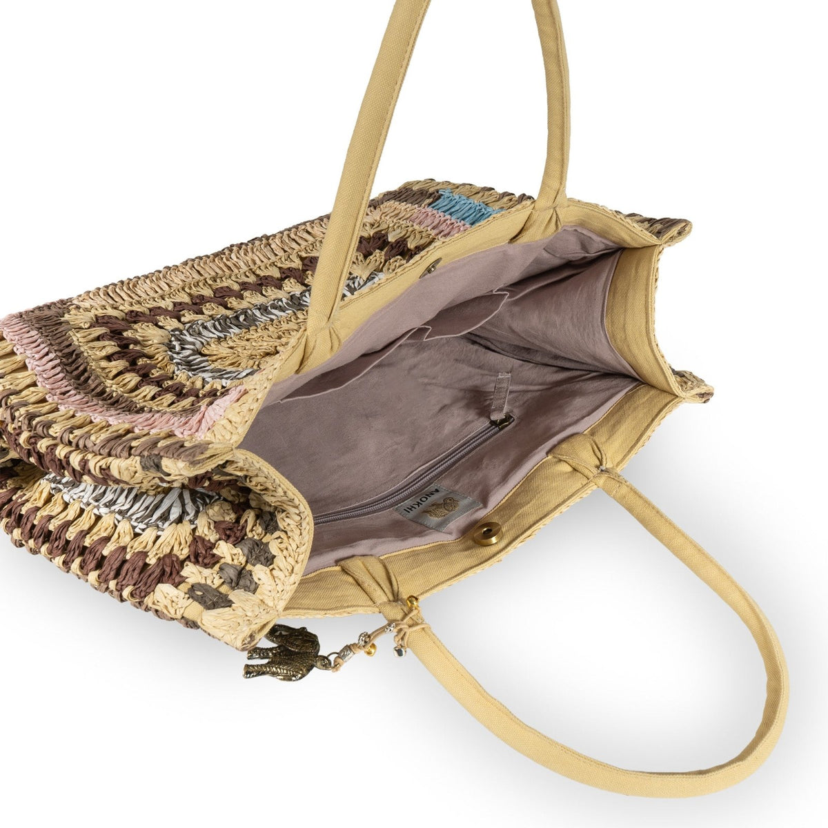 Book Tote Large Bast Handarbeit multi - ANOKHI