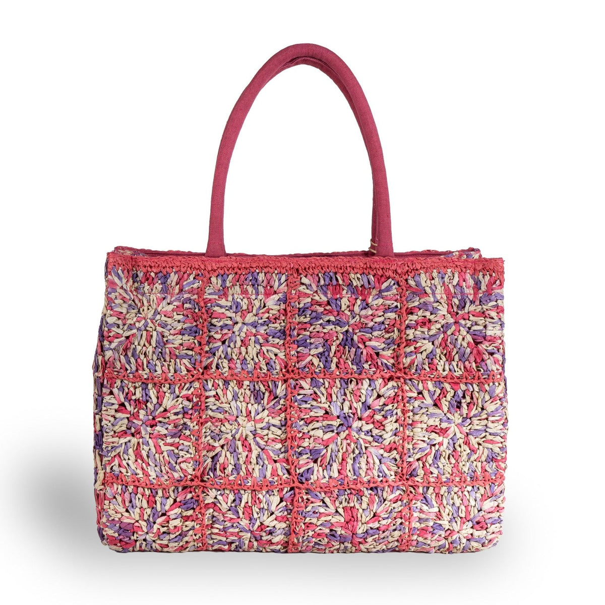 Book Tote Large Bast Handarbeit pink - ANOKHI