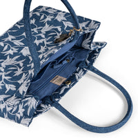 Book Tote Large Blue Denim Floral Stitching White – 4