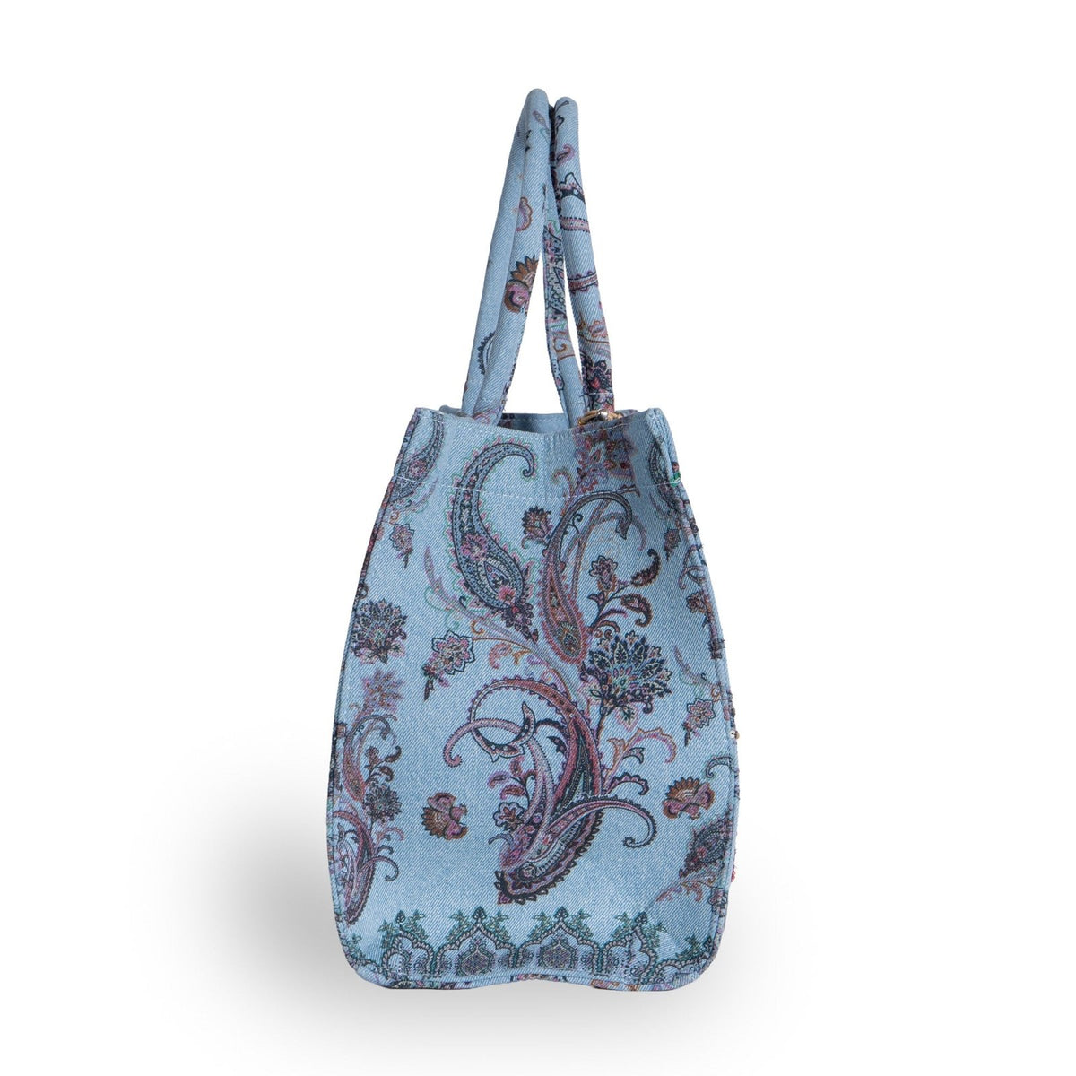 Book Tote Large Paisley und Perlen blau - ANOKHI