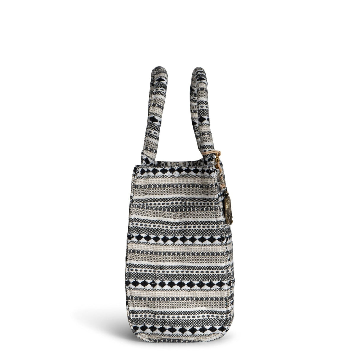 Book Tote mittlere Größe Jacquard schwarz weiß beige - ANOKHI
