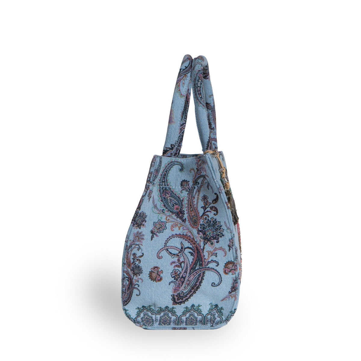 Book Tote mittlere Größe Paisley und Perlen blau - ANOKHI