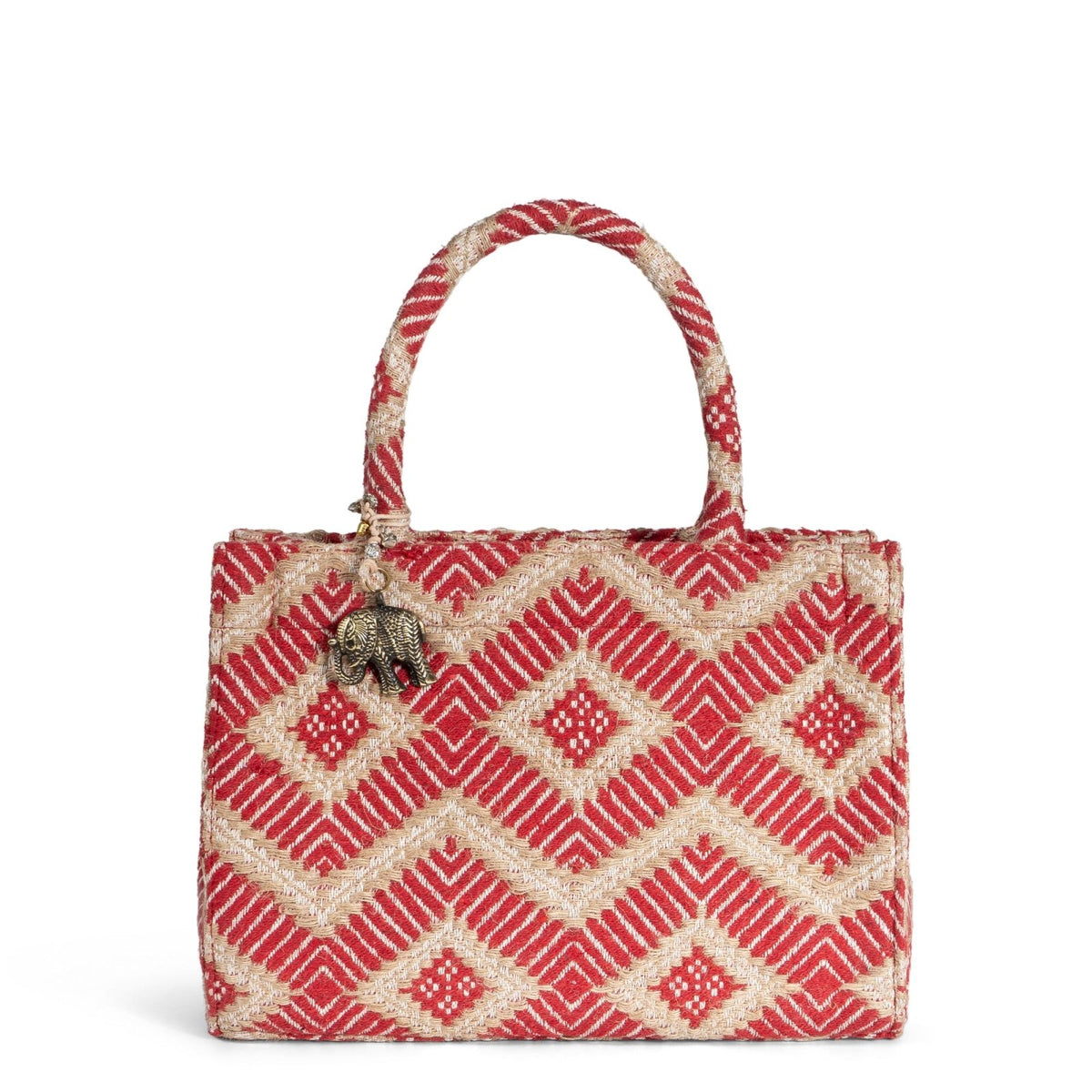 Book Tote mittlere Größe rot beige - ANOKHI