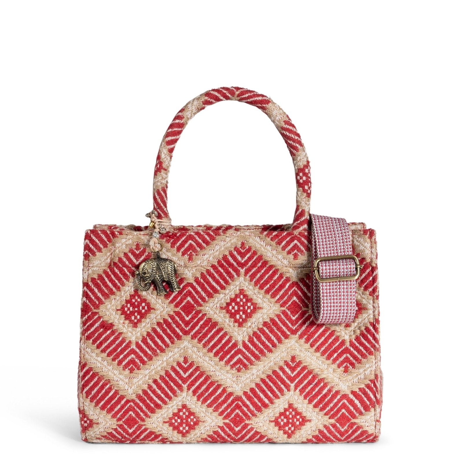 Book Tote mittlere Größe rot beige - ANOKHI