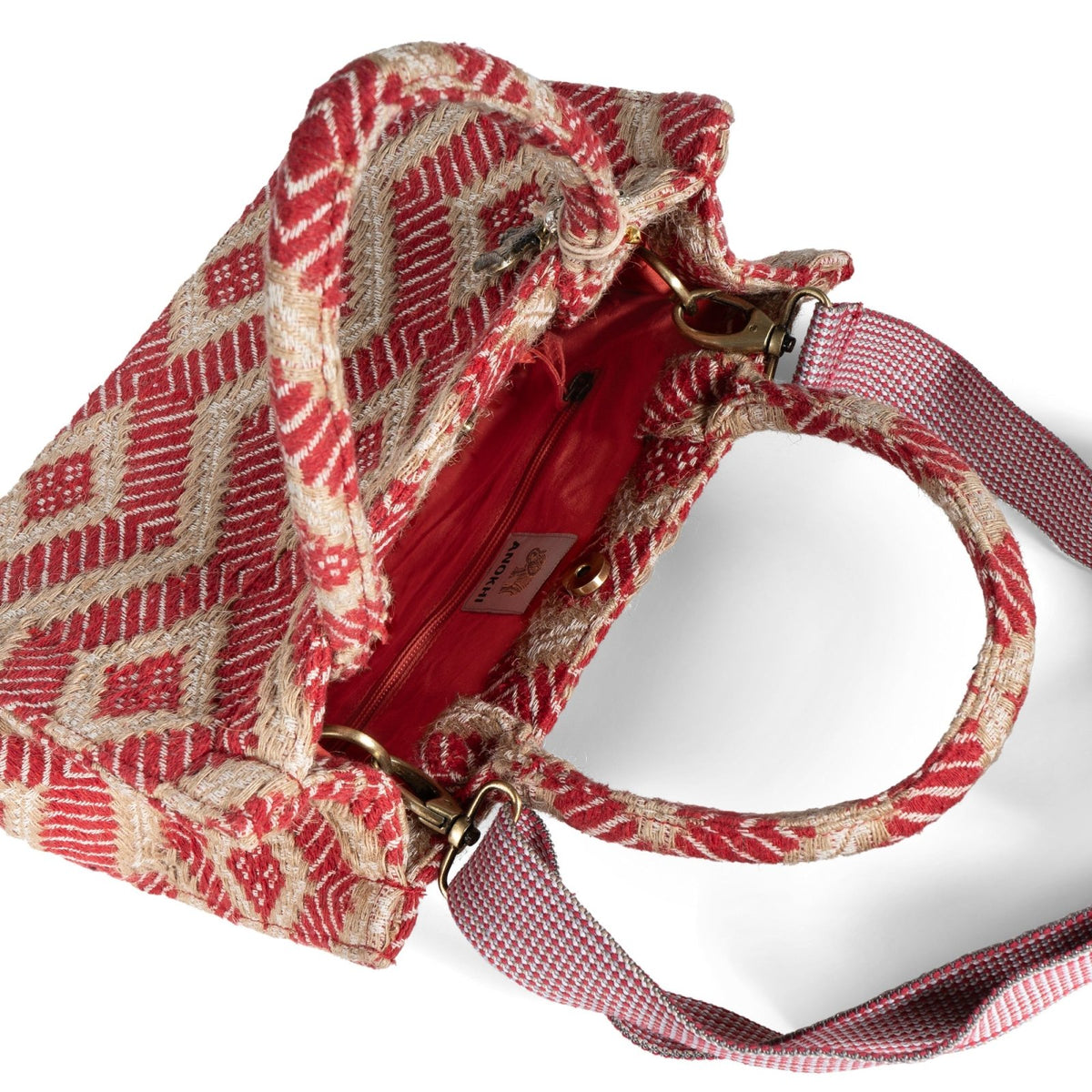 Book Tote mittlere Größe rot beige - ANOKHI