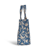 Book Tote, medium size, blue denim, beige floral embroidery – 3