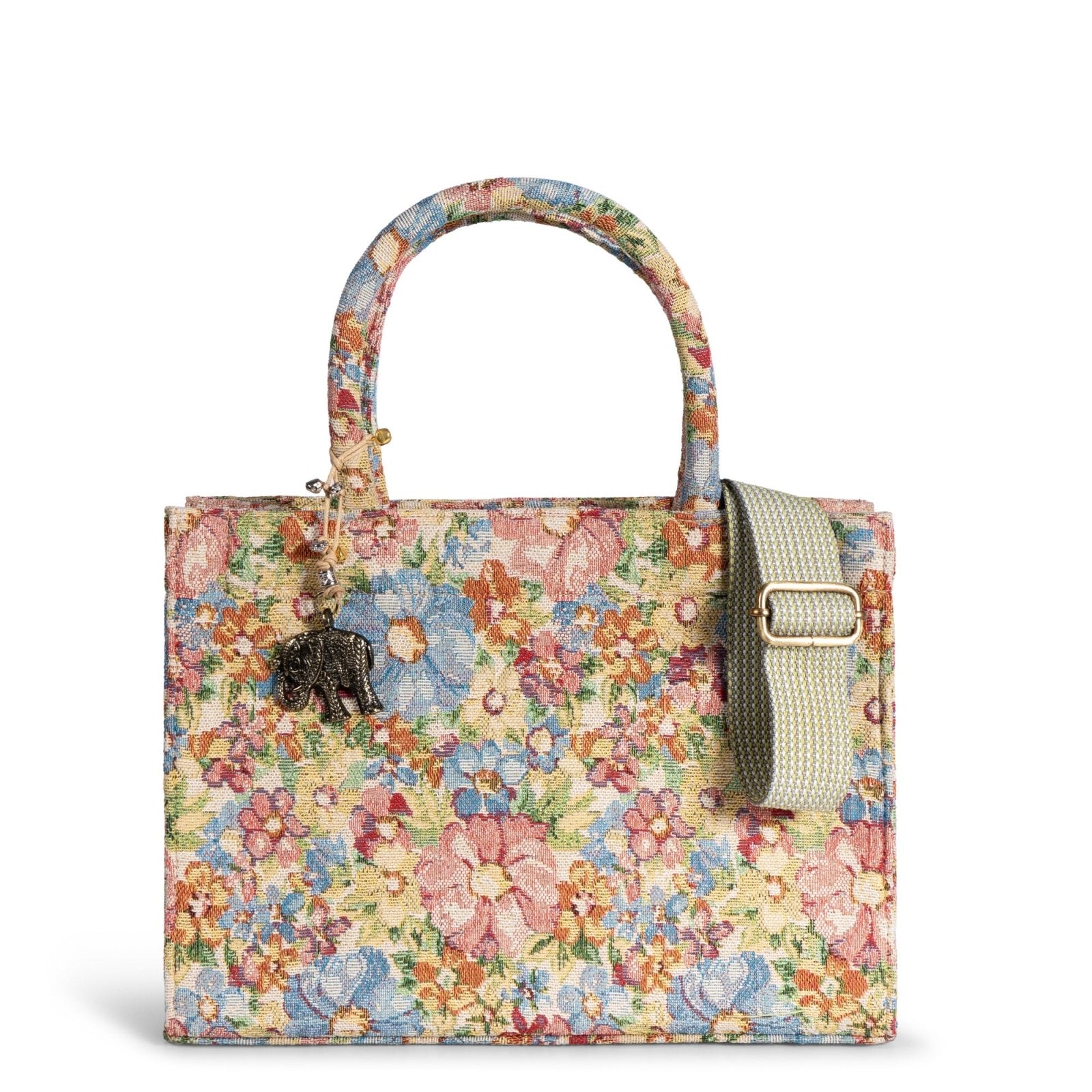Book Tote mittlere Größe Jacquard Blumen - ANOKHI
