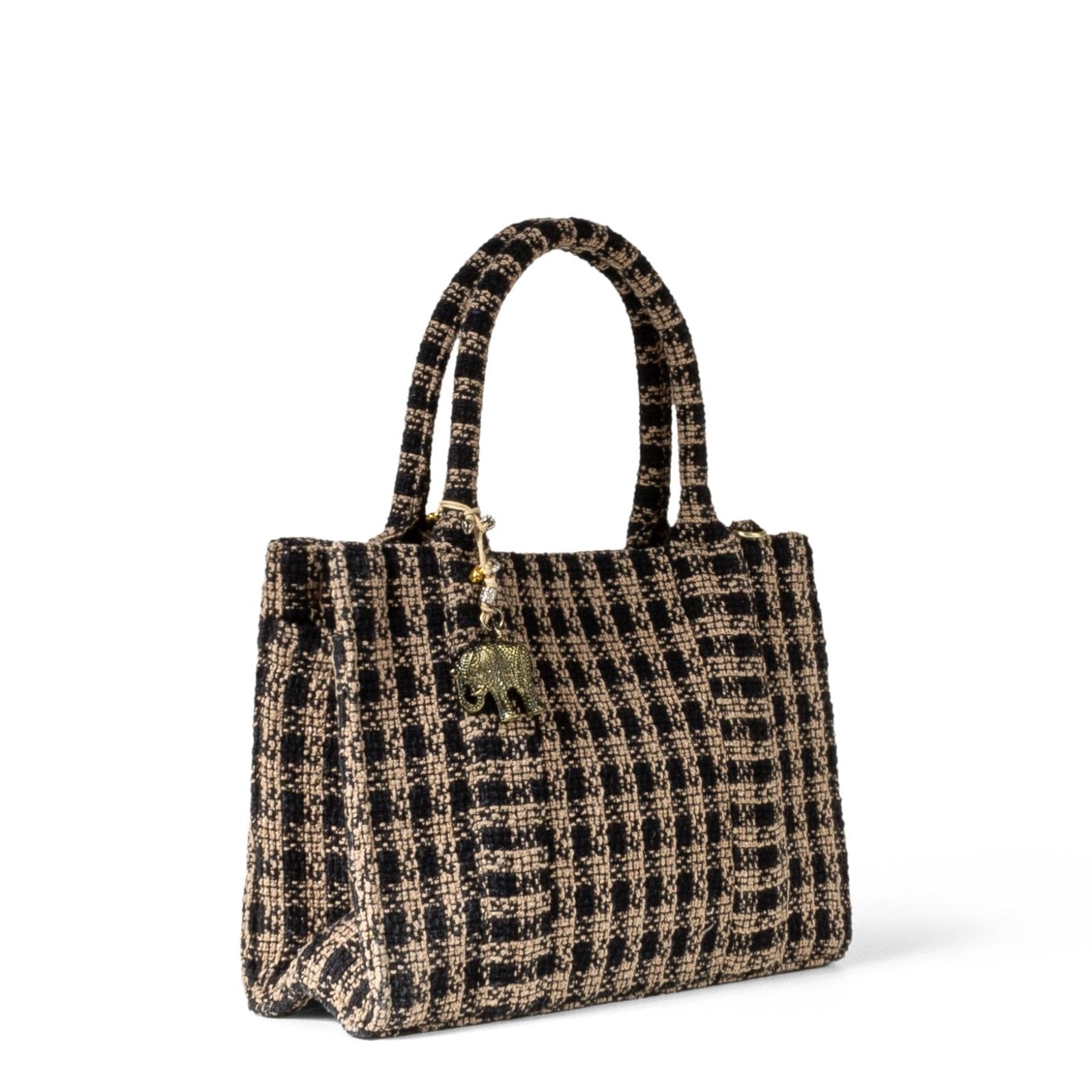 Book Tote mittlere Größe Karo beige schwarz - ANOKHI