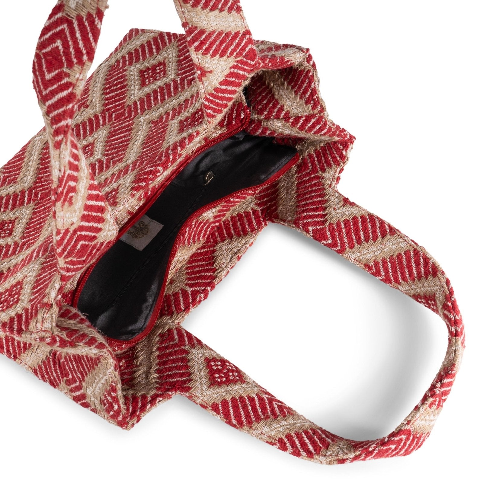 Book Tote mittlere Größe rot beige - ANOKHI