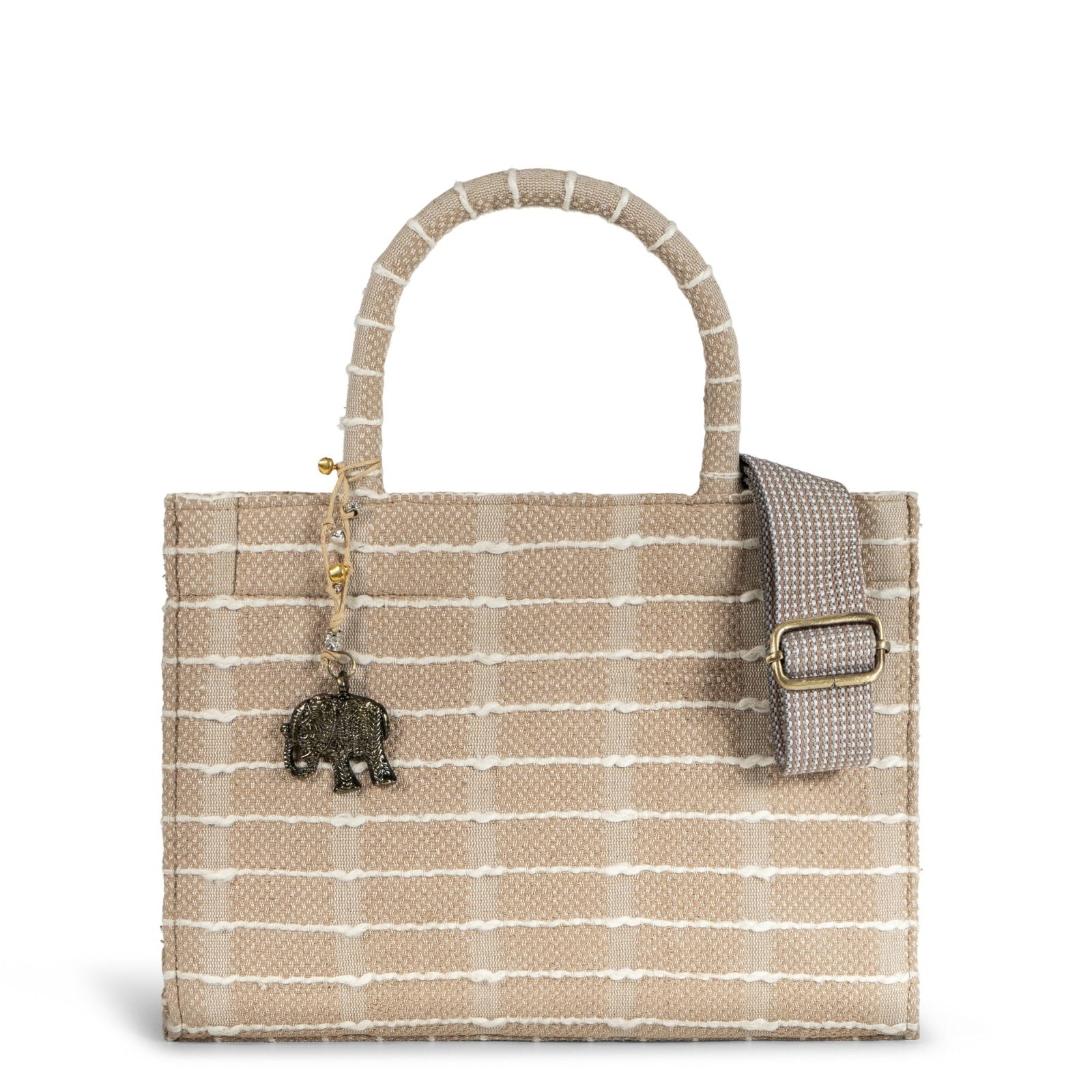 Book Tote mittlere Größe Streifen beige - ANOKHI