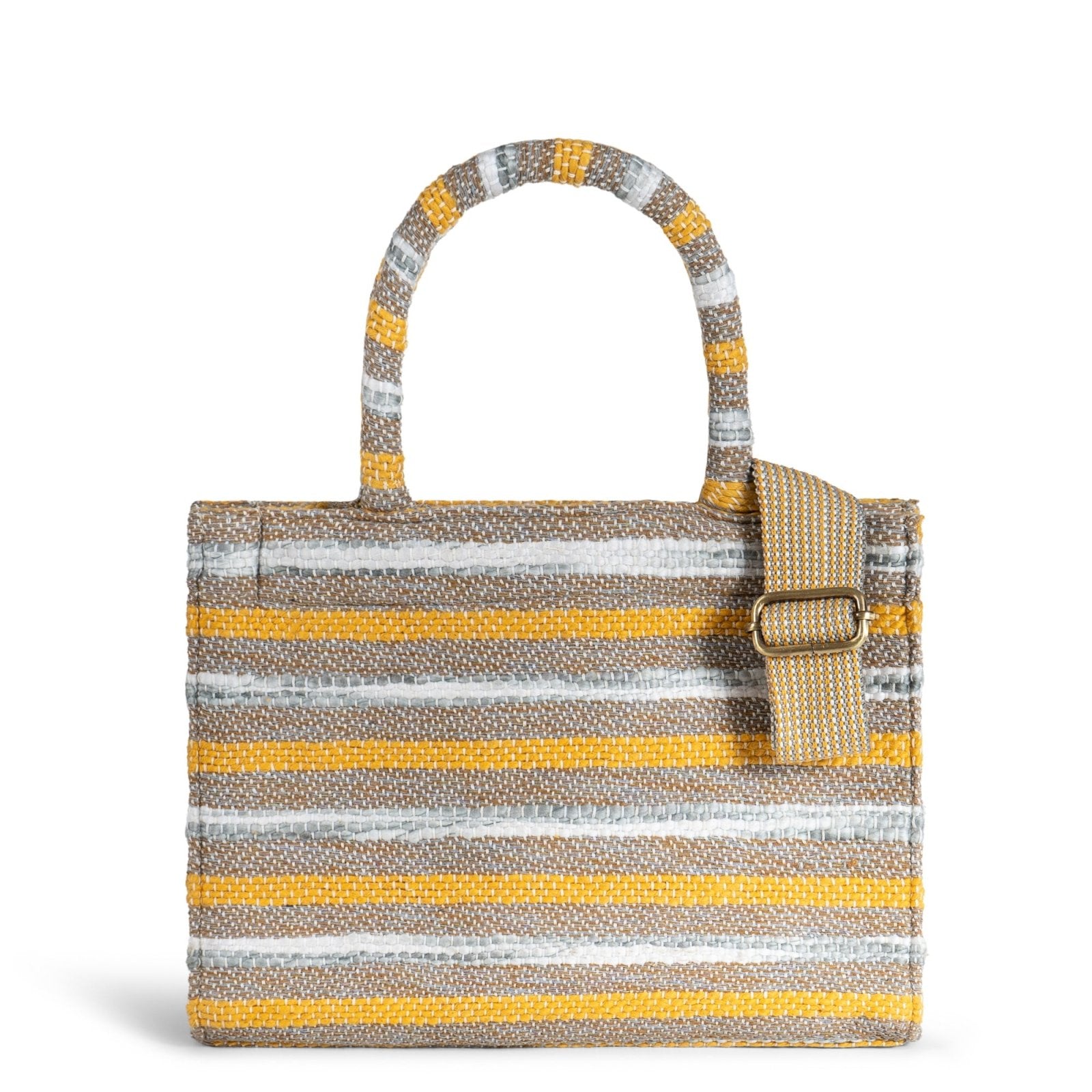 Book Tote mittlere Größe Streifen gelb beige - ANOKHI