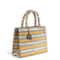 Book Tote mittlere Größe Streifen gelb beige – 3
