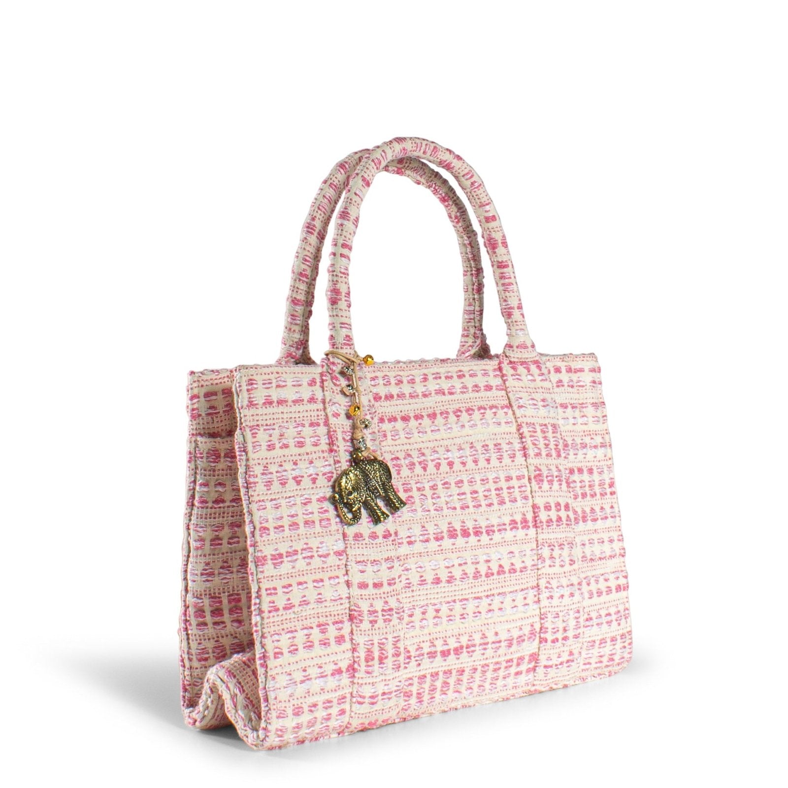 Book Tote mittlere Größe Tupfen weiß pink - ANOKHI