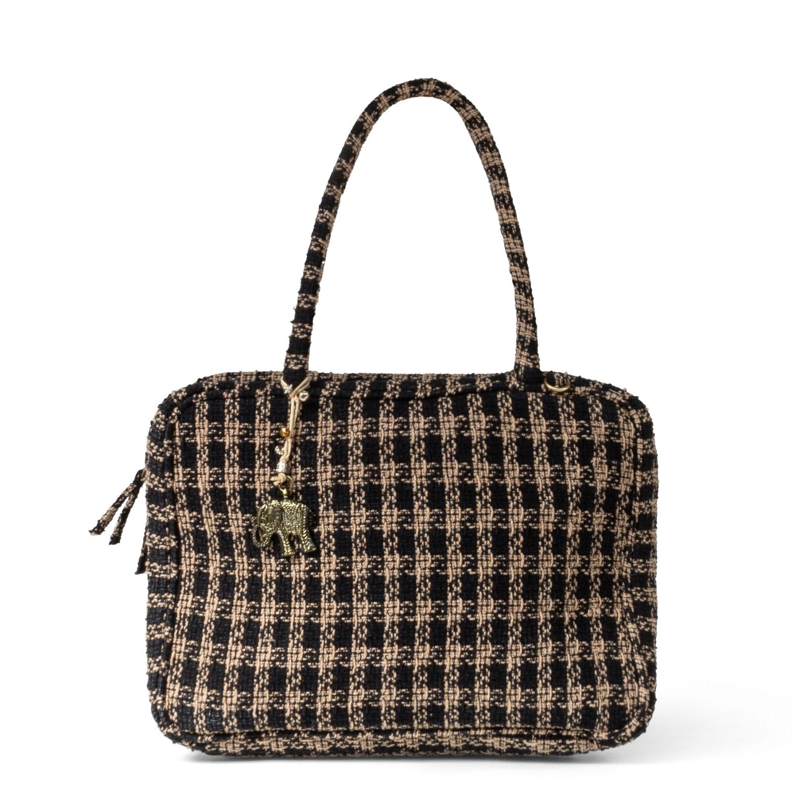 Book Tote Tasche Karo beige schwarz - ANOKHI