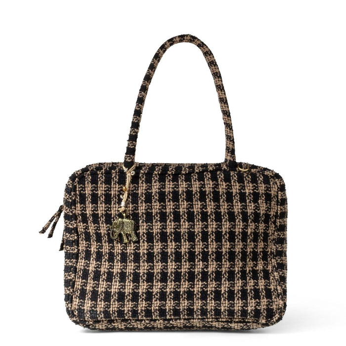 Book Tote Tasche Karo beige schwarz - ANOKHI