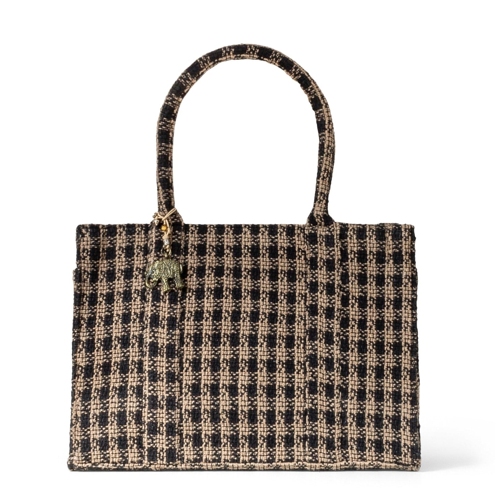 Book Tote Tasche Karo beige schwarz - ANOKHI