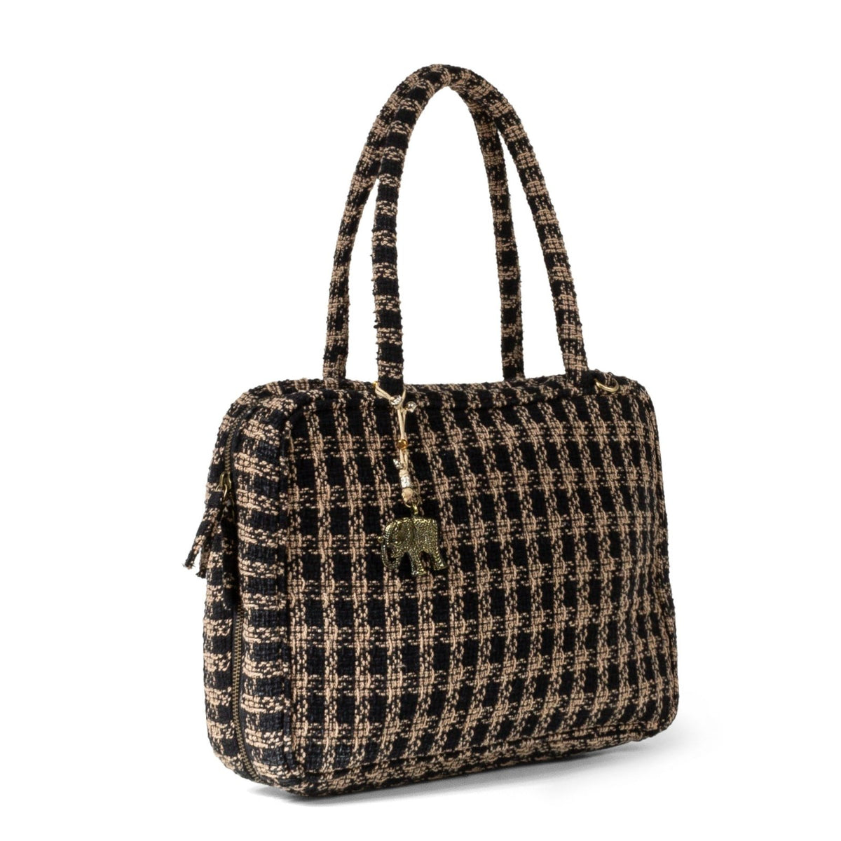 Book Tote Tasche Karo beige schwarz - ANOKHI