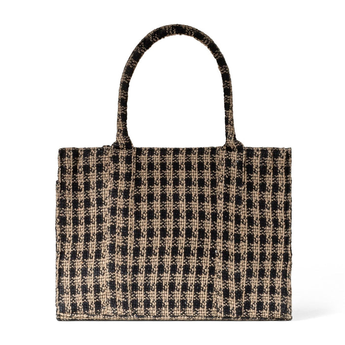 Book Tote Tasche Karo beige schwarz - ANOKHI