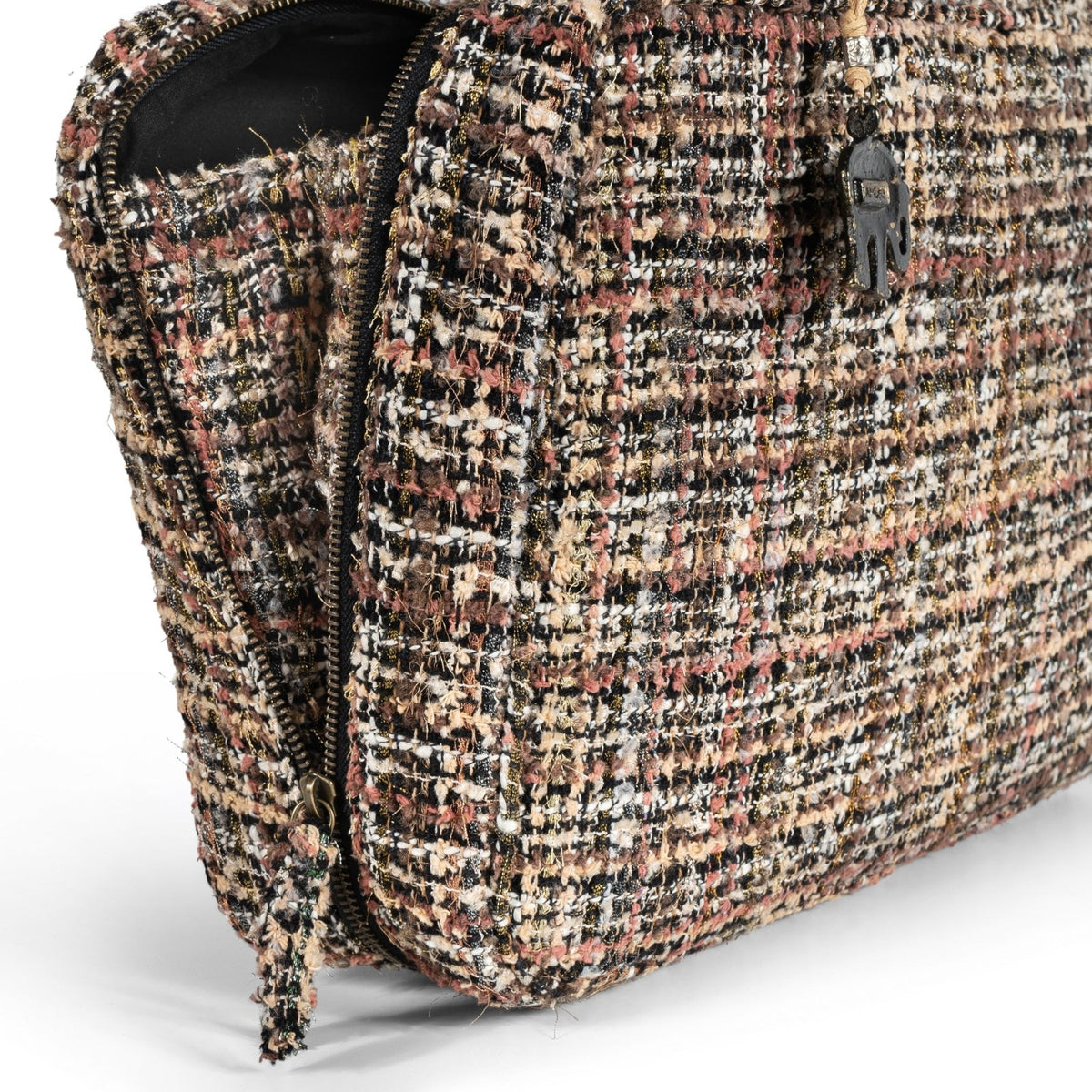 Book Tote Tasche Tweed braun beige - ANOKHI