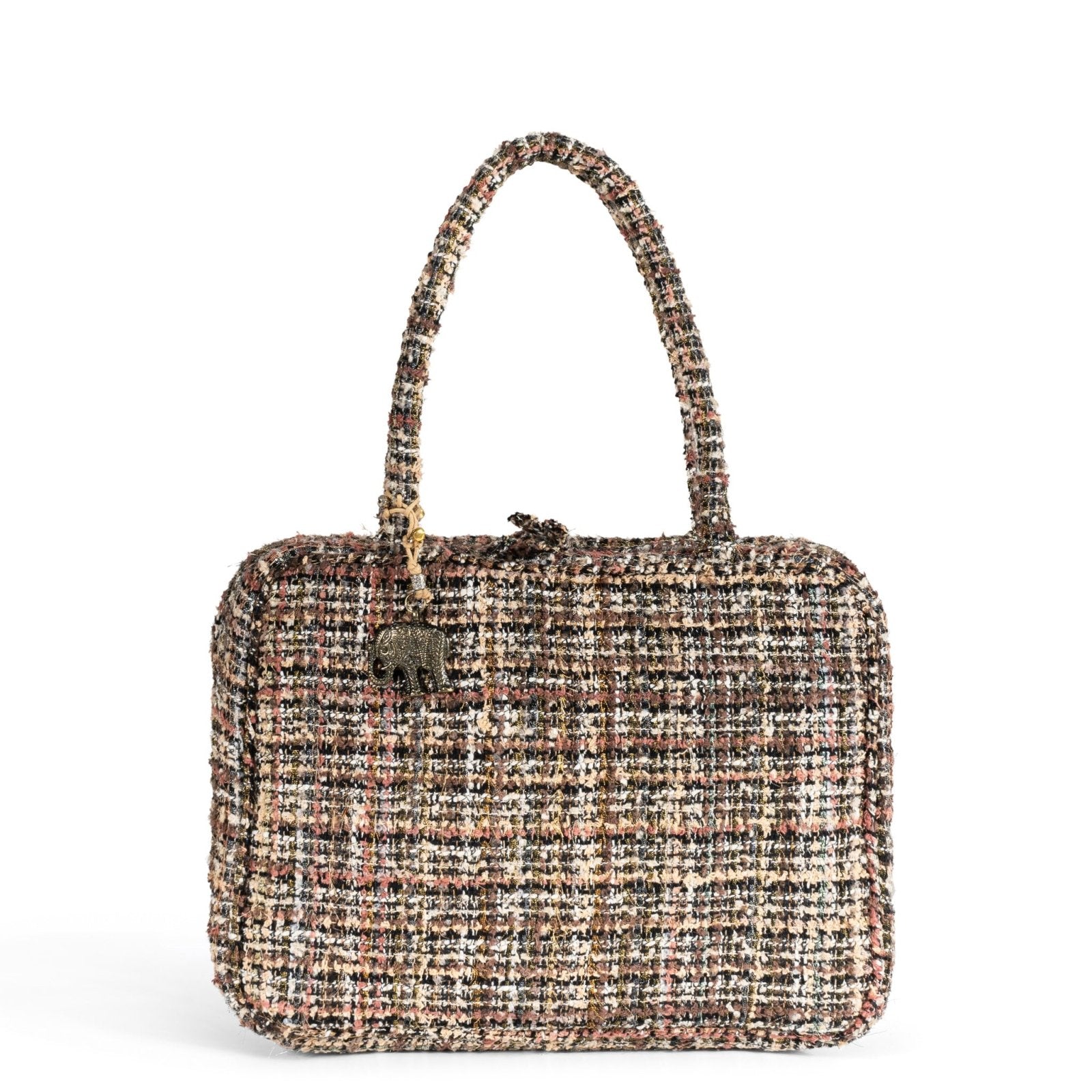 Book Tote Tasche Tweed braun beige - ANOKHI